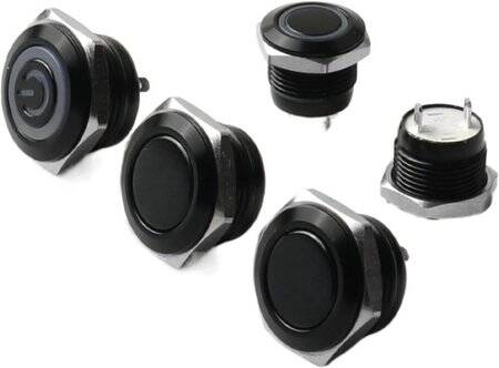 Short Flat Head 12mm 3-6V Waterproof Momentary Self-Resert Metal Push Button Switch With Red Led Light - 1