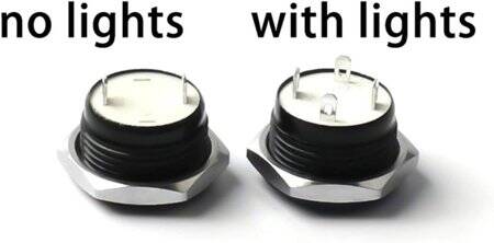 Short Flat Head 12mm 3-6V Waterproof Momentary Self-Resert Metal Push Button Switch With Red Led Light - 2