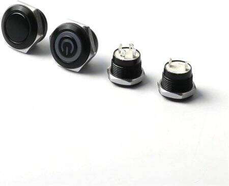Short Flat Head 12mm 3-6V Waterproof Momentary Self-Resert Metal Push Button Switch With Red Led Light - 4