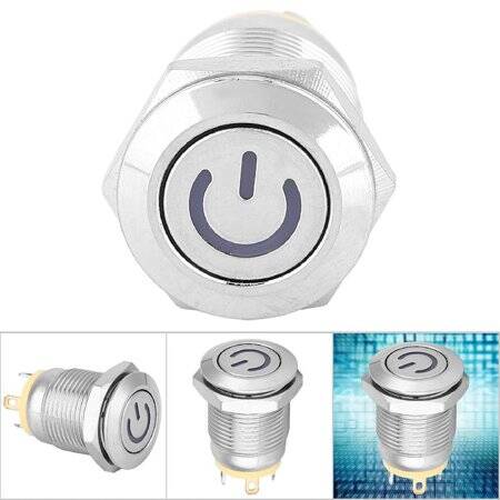 Short Flat Head 12mm 3-6V Waterproof Momentary Self-Resert Metal Push Button Switch With Yellow Led Light - 4