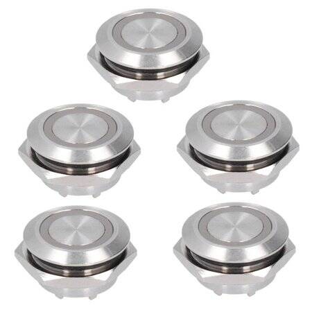Short Flat Head 12mm 6-24V Waterproof Momentary Self-Resert Metal Push Button Switch With Red Led Light - 1