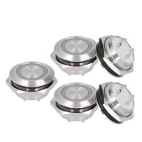 Short Flat Head 12mm 6-24V Waterproof Momentary Self-Resert Metal Push Button Switch With Red Led Light - 5
