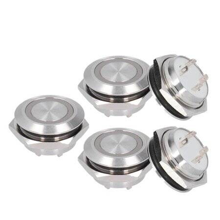 Short Flat Head 12mm 6-24V Waterproof Momentary Self-Resert Metal Push Button Switch With Red Led Light - 5