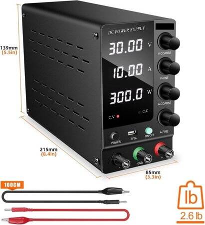 Siyah SPPS3010D 30V 10A Renkli Ekranlı DC Güç Kaynağı 110V US Fişli - 3