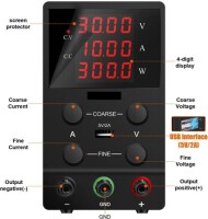 Siyah SPS605 60V 5A Dikey Dijital Ekranlı DC Ayarlı Güç Kaynağı 110V US Fişli - 3