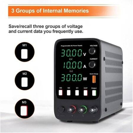 Siyah WPS1203H 120V 3A DC Ayarlı Güç Kaynağı 220V EU Fişli - 4