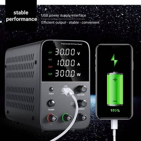 Siyah WPS3010H 30V 10A DC Ayarlı Güç Kaynağı 110V US Fişli - 5