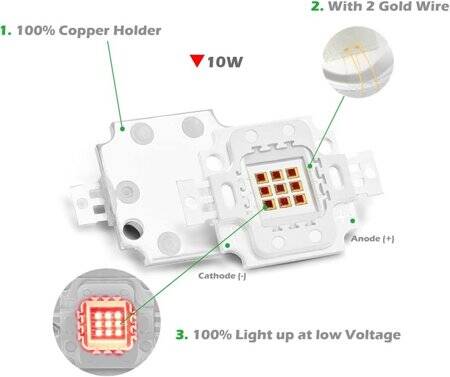 SMD 10W High Power LED Bulb 730nm Infrared - 4