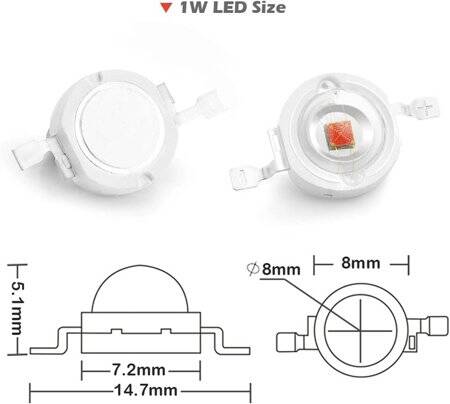 SMD 1W POWER LED Bitki Kırmızı - 4