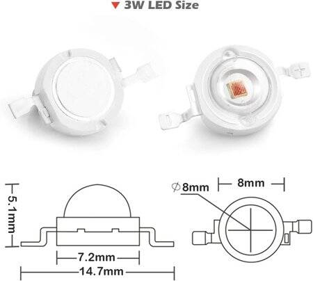 SMD 3W High Power LED Bulb Orange - 4