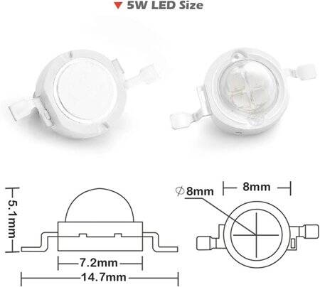 SMD 5W POWER LED Mavi Çift Çipli - 4