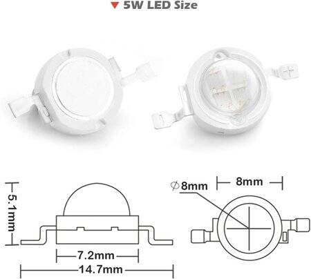 SMD 5W POWER LED Mor 365-370nm - 3