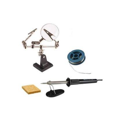 Soldering Starter Tool Kit - (30W Iron, Solder, Sponge, Helping Hand) - 1