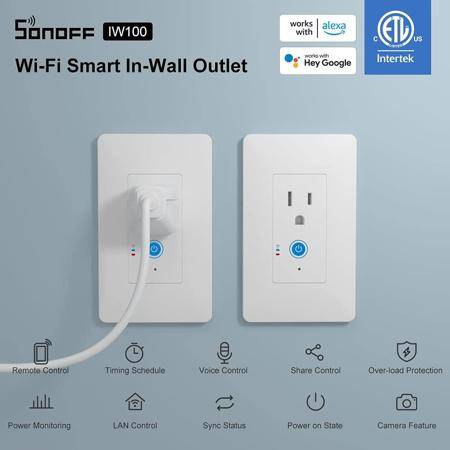 Sonoff IW100 Wifi Smart Wall Socket Switch Wireless Power Monitoring Switches US Plug - 2