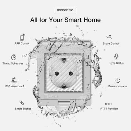 Sonoff S55TPB-US WiFi Smart Waterproof Socket Outdoor Use For Smart Home System US Plug - 3