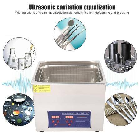 Stainless Steel Ultrasonic Cleaning Machine PS-60A 15L 40KHz 360W UK Plug 220V - 4