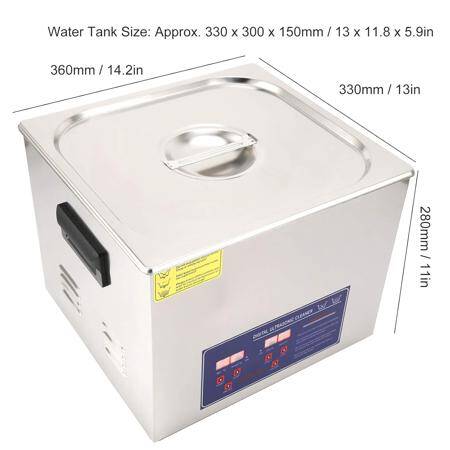 Stainless Steel Ultrasonic Cleaning Machine PS-60A 15L 40KHz 360W US Plug 110V - 2
