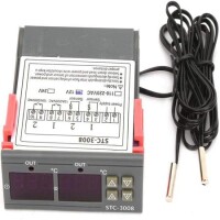 STC-3008 DC12V Dual Display Dual Temperature Adjustable Temperature Controller With 1M Cable - 1