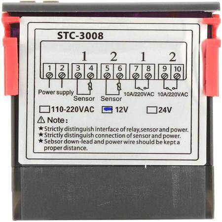 STC-3008 DC24V Dual Display Dual Temperature Adjustable Temperature Controller With 1M Cable - 2