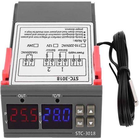 STC-3018 DC24V Dual Display Dual Temperature Adjustable Temperature Controller With 1M Cable - 1