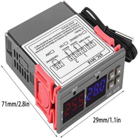 STC-3018 DC24V Dual Display Dual Temperature Adjustable Temperature Controller With 1M Cable - 5