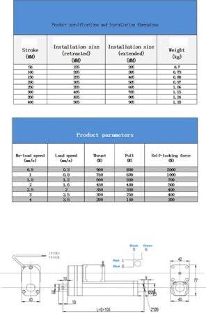 Stoke Uzunluğu 50 mm 15 mm/S 400N DC 6V-24V Nema17 Step Elektrikli İtme Çubuğu - 4