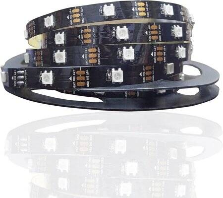 Su Geçirmez 5V WS2812B RGB5050 Siyah SMD LED Şerit 30 LED/Metre Esnek 5 Metrelik Makara IP30 - 1