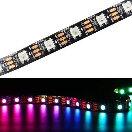 Su Geçirmez 5V WS2812B RGB5050 Siyah SMD LED Şerit 60 LED/Metre Esnek 5 Metrelik Makara IP30 - 1