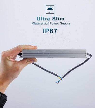 Su geçirmez Gri CB-12V-60W 5A Led Ultra İnce Aluminyum Kasa Mikro Anahtar Kablolu Güç Kaynağı - 3