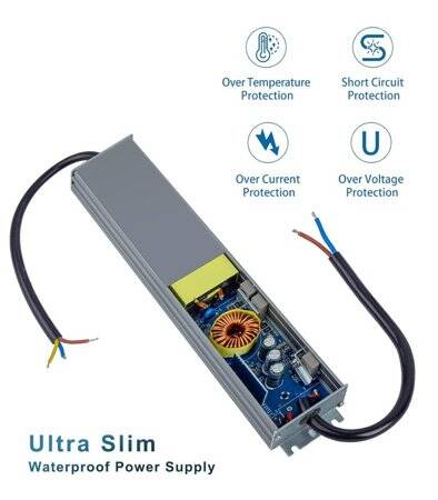 Su geçirmez Gri CB-12V-60W 5A Led Ultra İnce Aluminyum Kasa Mikro Anahtar Kablolu Güç Kaynağı - 4