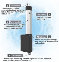 Su geçirmez Strok Uzunluğu 100 mm 7 mm/S 900N DC 12V Lineer Aktüatör Yüksek İtme Teleskopik Çubuk - 3