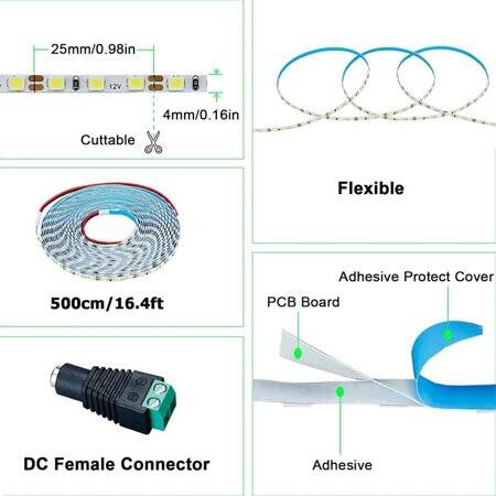 Su Geçirmez Yeşil 2835 12V SMD LED Şerit 60 LED/Metre Esnek 5 Metrelik Makara - 4