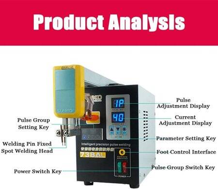 SUNKKO 738AL 18650 Pil Darbe Nokta Kaynakçı + 73LB Kaynak Kolu + 70BN Kaynak Kalemi EU Fişli 220V - 2