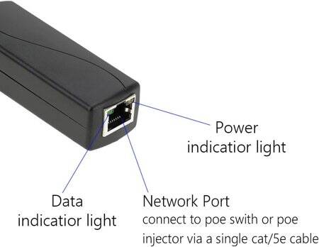 Takım Siyah 12V RJ45 Enjektör POE Ayırıcı Adaptör Kablosu DC5.5x2.1 - 2