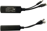 Takım Siyah 12V RJ45 Enjektör POE Ayırıcı Adaptör Kablosu DC5.5x2.1 - 4