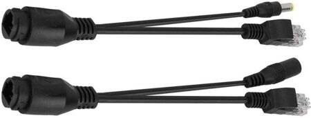 Takım Siyah 12V Standart Olmayan POE Su Geçirmez Splitter Adaptör Kablosu RJ45 DC5.5x2.1 - 1