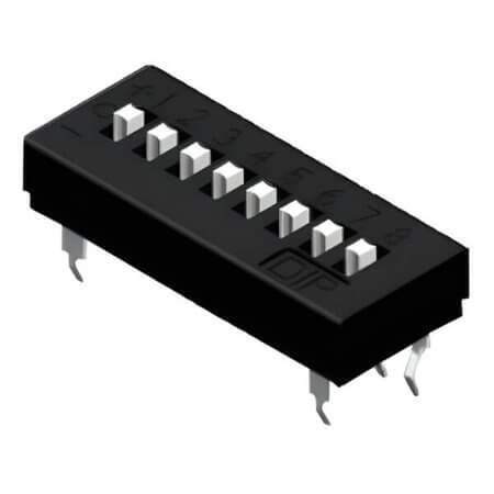 TDS-08-V SWITCH DIP 8 Pos. SPDT 25mA 24VDC THT V/T - 1