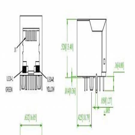 TMRJ001L-08A0-GY-L MODULAR JACK THT R/A 8P8C (RJ45,Ethernet) N/A - 1