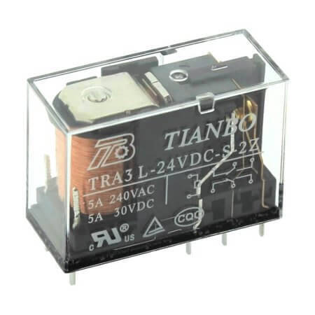 TRA3-L-24VDC-S-2Z(2) RELAY POWER 5A 24VDC 2FormC PCB TYPE TRANSPARENT - 1