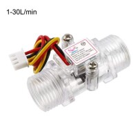 Transparent Water Flow Sensor (Sea) YF-S201C Flowmeter G1/2 1-30L/min 5-15V - 2