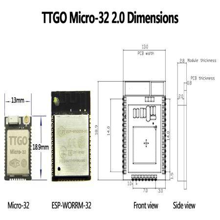  TTGO Micro-32 V2.0 Wifi Wireless Bluetooth Module ESP32 PICO-D4 IPEX ESP-32 - 2