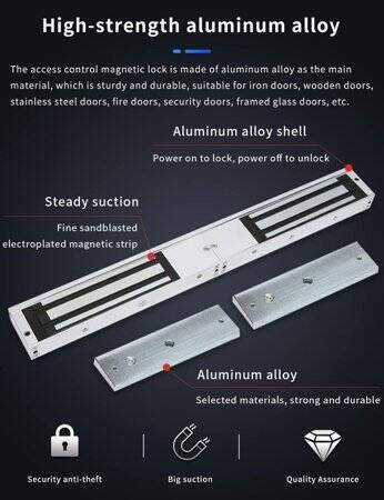 Tutkal Su Geçirmez 250KG 12V DC/500-600MA İki Telli Manyetik Kilit Sağ Çıkış - 4