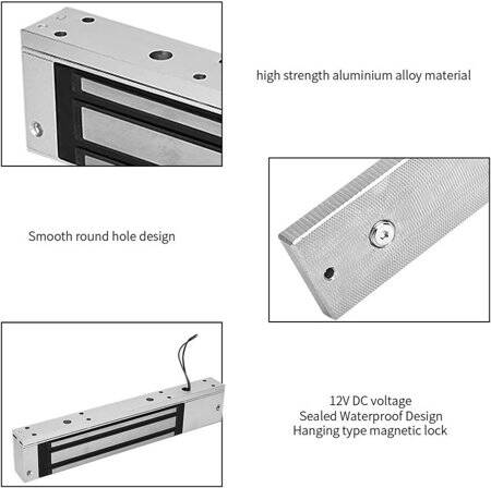 Tutkal Su Geçirmez 280KG 12V DC/500-600MA İki Telli Manyetik Kilit Sağ Çıkış - 2