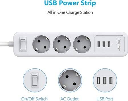 Tuya Akıllı Wifi Akıllı Güç Şeridi 4 Usb AC Fiş 13A 1.8 M Alexa Google Ana Sayfa UK Fişli - 2
