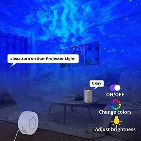 Tuya Smart Star Projector WiFi Laser Starry Sky Waving Night Light Led Colorful APP Wireless Control Alexa Google Home US Plug - 3