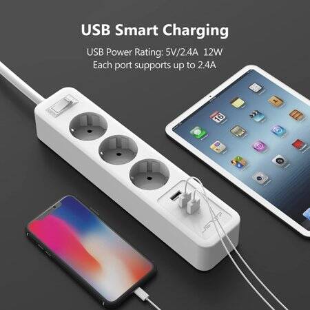 Tuya Smart Wifi Intelligent Power Strip 4 Usb AC Plug 13A 1.8M For Alexa Google Home UK Plug - 3