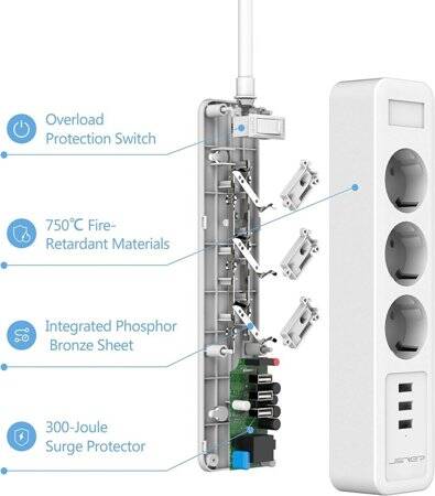 Tuya Smart Wifi Intelligent Power Strip 4 Usb AC Plug 13A 1.8M For Alexa Google Home UK Plug - 4