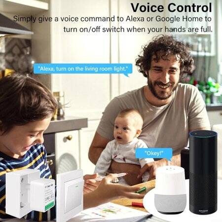 Tuya Wifi Akıllı Anahtar Modülü S03 1 Kanal Çift Kontrol Alexa İçin 220-240V 2300W Kablolama: Ateşli ve Sıfır Kablolu İhtiyaç Orjinal Paketleme Boyut: 51x47x17mm - 3