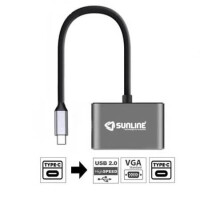 TYPE C-USB 2 VGA TYPE C USB 3.0 TYPE-C USB 2.0/VGA/TYPE-C DÖNÜŞTÜRÜCÜ ADAP - 1