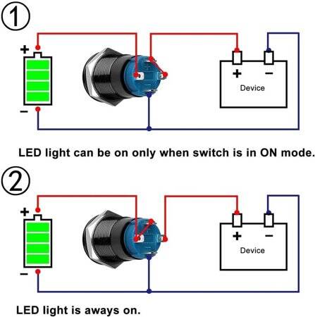 Ultra-Short Flat Head 12mm 12--24V Waterproof Momentary Self-Resert Ultra-Thin Touch Metal Push Button With Red Led Light - 5